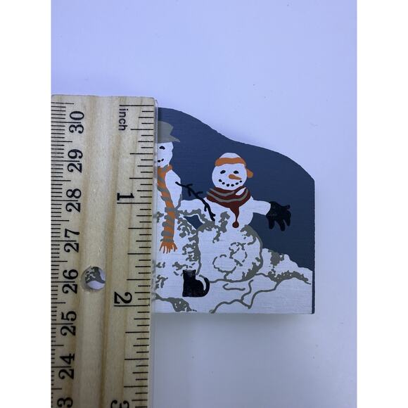 Cat’s Meow Wooden Christmas Village Accessory Santa Sleigh Reindeer And Snowmen - Picture 5 of 5